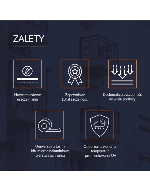 Zdjęcie: Taśma dekarska uszczelniająca wzmocniona, kolor brązowy RS TAPE 15 cm - 10 m TYTAN PROFESSIONAL