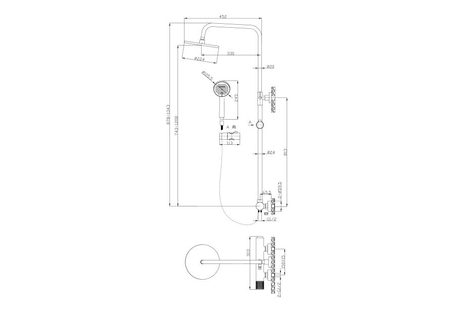 Zdjęcie: Deszczownia z baterią natryskową Moonlight czarny/rose gold INVENA