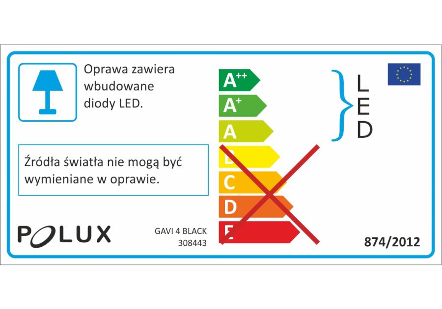 Zdjęcie: Lampa sufitowa LED Gavi 4x4.5W czarna POLUX