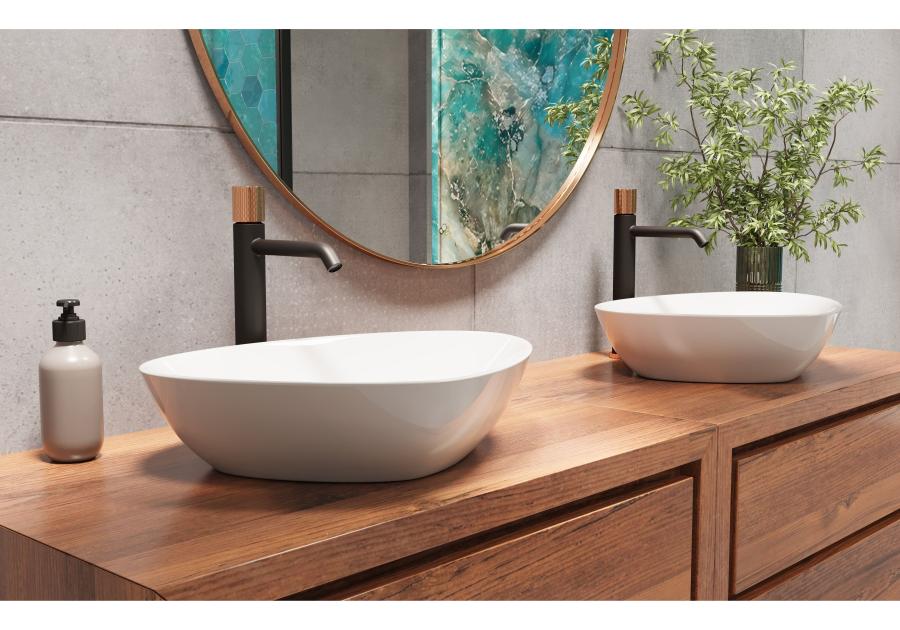 Zdjęcie: Bateria umywalkowa wysoka Moonlight czarny/rose gold INVENA