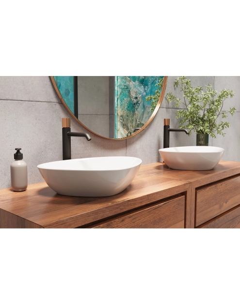 Zdjęcie: Bateria umywalkowa wysoka Moonlight czarny/rose gold INVENA