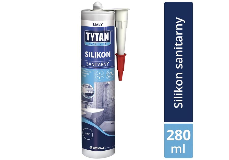 Zdjęcie: Silikon sanitarny biały 280 ml Euro-Line TYTAN