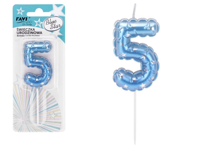 Zdjęcie: Świeczka urodzinowa Blue Star Cyferka 5 72039 RAVI