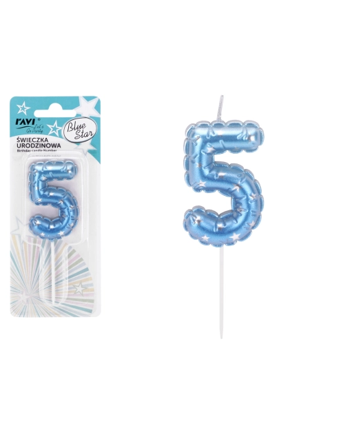 Zdjęcie: Świeczka urodzinowa Blue Star Cyferka 5 72039 RAVI