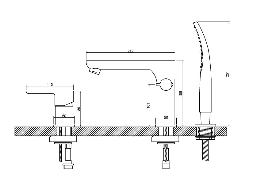 Zdjęcie: Bateria wannowa 3-otworowa Siros chrom INVENA