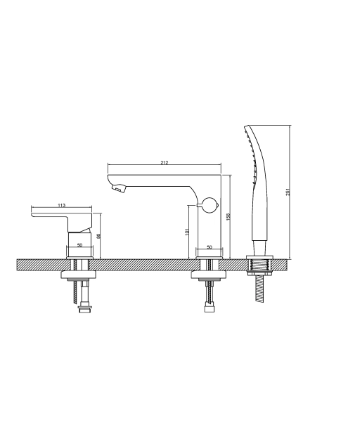 Zdjęcie: Bateria wannowa 3-otworowa Siros chrom INVENA