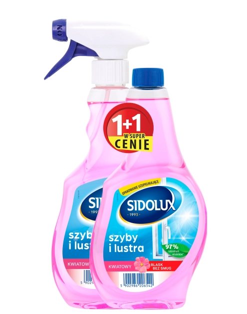 Zdjęcie: Płyn do mycia szyb Flower 0,5 L + 0,5 L zapas SIDOLUX