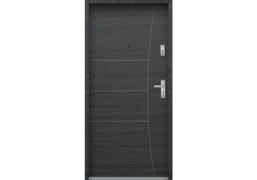 Zdjęcie: Drzwi wejściowe do mieszkań Bastion N-08 Grafit horyzont 90 cm lewe ODP KR CENTER