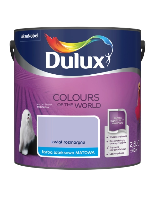 Zdjęcie: Farba do wnętrz Kolory Świata 2,5 L kwiat rozmarynu DULUX