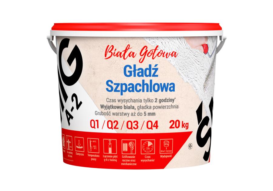 Zdjęcie: Gładź szpachlowa A-2 biała gotowa 20 kg ŚMIG