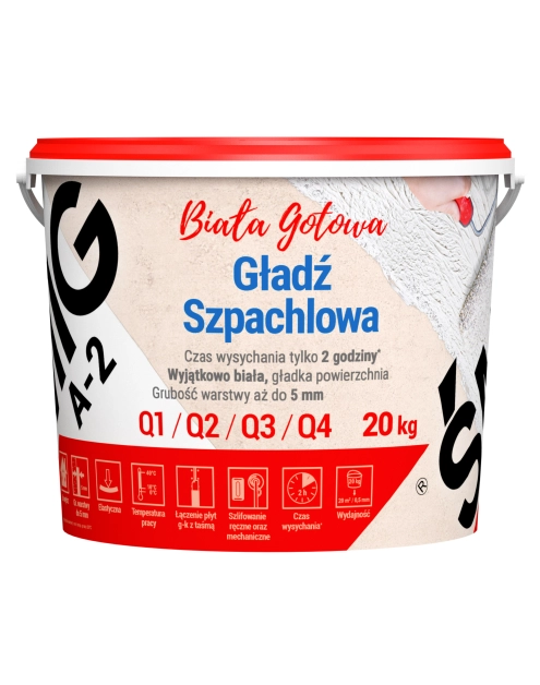 Zdjęcie: Gładź szpachlowa A-2 biała gotowa 20 kg ŚMIG