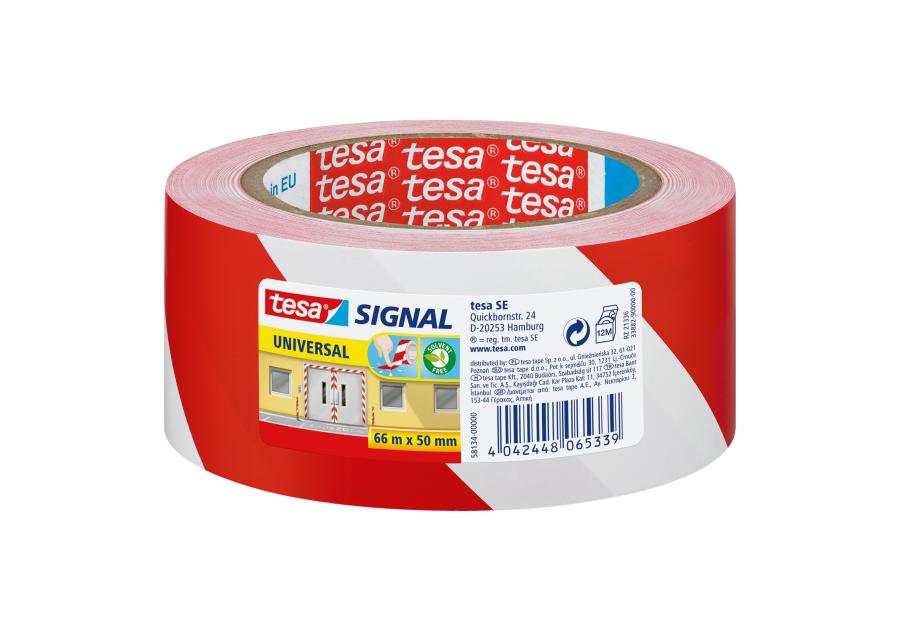 Zdjęcie: Taśma Signal 66m x 50mm czerwono-biała TESA