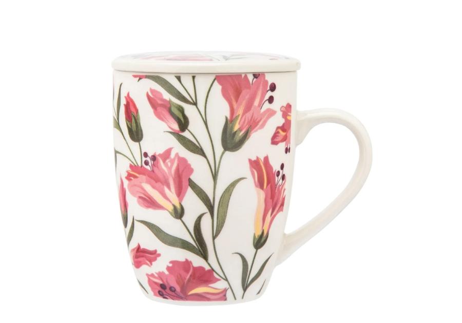 Zdjęcie: Kubek z zaparzaczem i pokrywką 340 ml dekoracja alstromeria ALTOM DESIGN