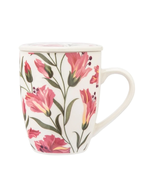 Zdjęcie: Kubek z zaparzaczem i pokrywką 340 ml dekoracja alstromeria ALTOM DESIGN