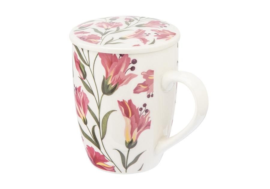 Zdjęcie: Kubek z zaparzaczem i pokrywką 340 ml dekoracja alstromeria ALTOM DESIGN