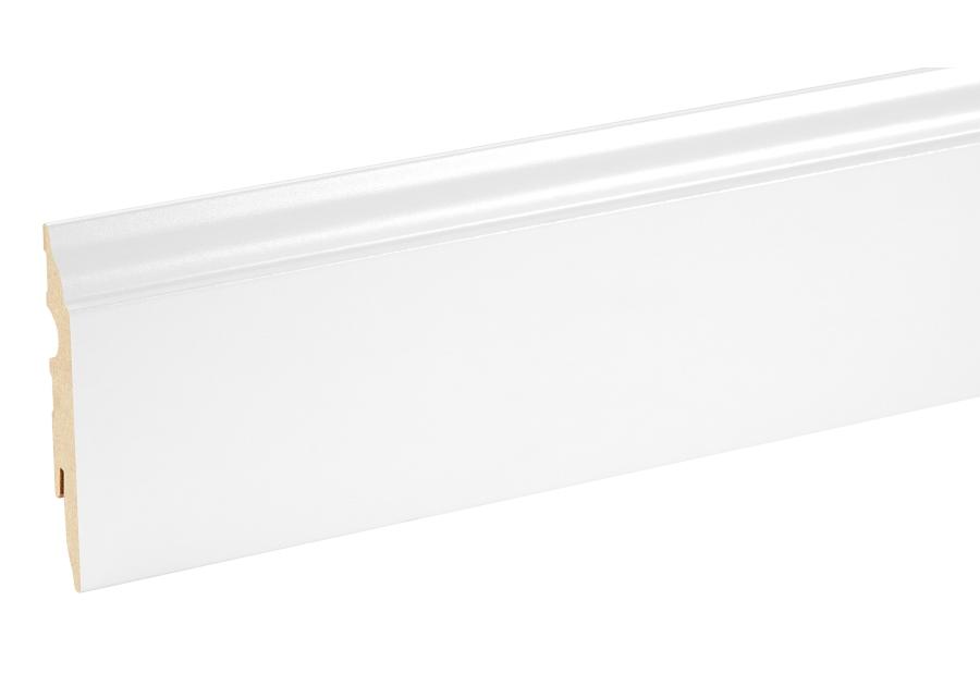 Zdjęcie: Listwa przypodłogowa MDF Biały RAL 9003 okleina półmat 8,2x1,3 cm dekor 1, 220 cm CEZAR