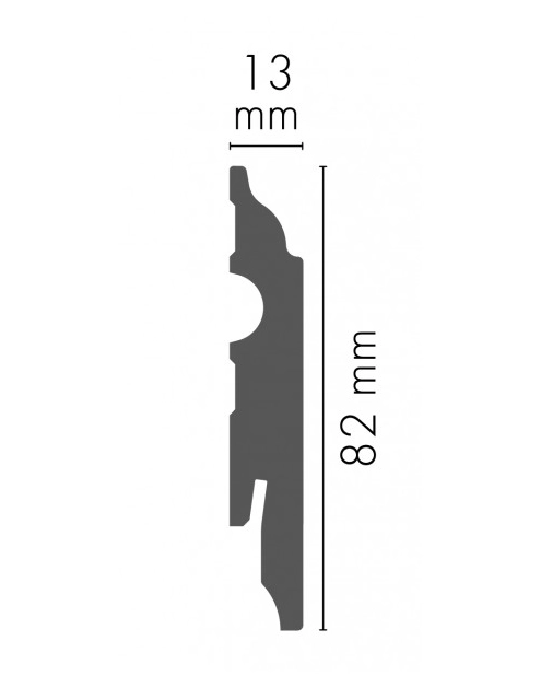 Zdjęcie: Listwa przypodłogowa MDF Biały RAL 9003 okleina półmat 8,2x1,3 cm dekor 1, 220 cm CEZAR