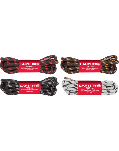 Zdjęcie: Sznurowadła okrągłe czarno-czerwone, 10 par, 100 cm, LAHTI PRO