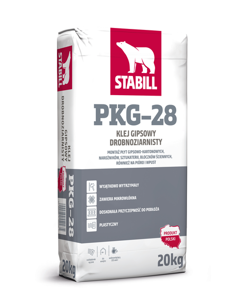 Zdjęcie: Klej gipsowy drobnoziarnisty PKG-28, 20 kg STABILL