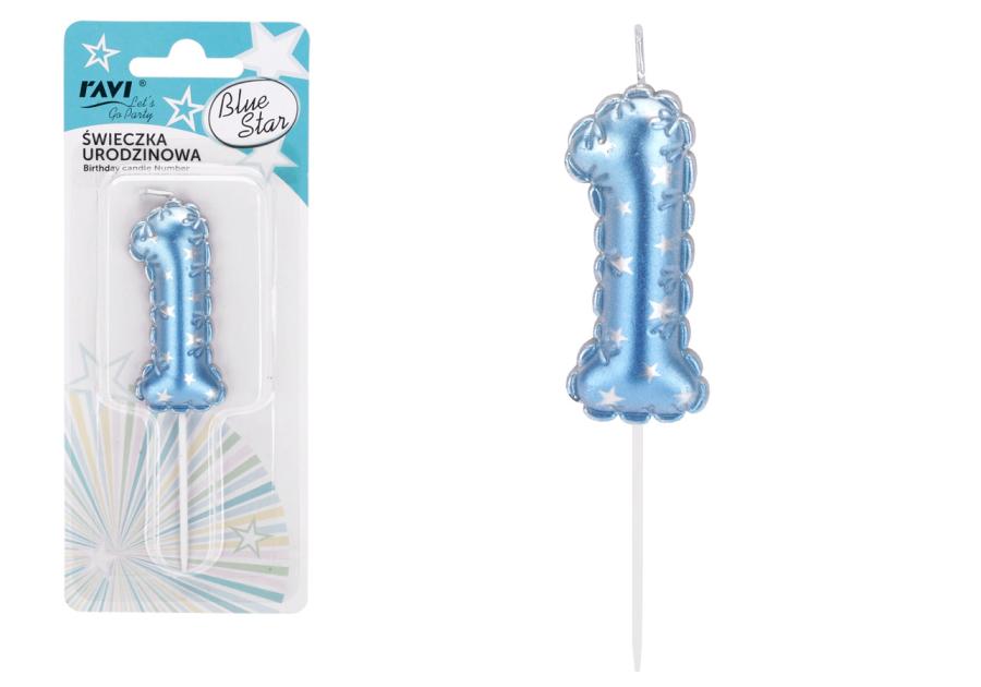 Zdjęcie: Świeczka urodzinowa Blue Star Cyferka 1 72035 RAVI