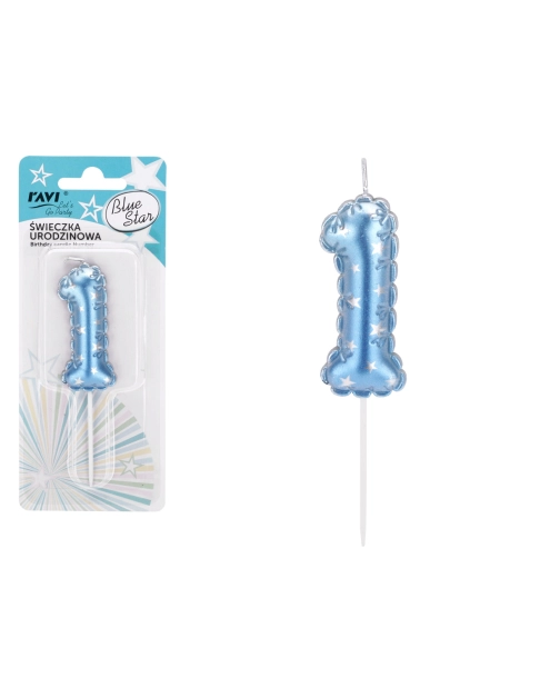 Zdjęcie: Świeczka urodzinowa Blue Star Cyferka 1 72035 RAVI