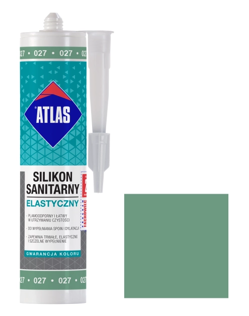 Zdjęcie: Silikon sanitarny elastyczny 027 zielony 280 ml ATLAS
