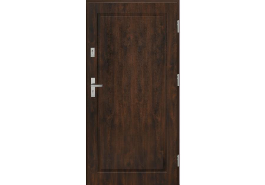 Zdjęcie: Drzwi zewnętrzne stalowo-drewniane Disting Mario 01 Orzech 100 cm prawe KR CENTER