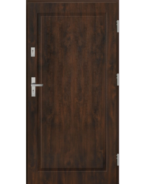 Zdjęcie: Drzwi zewnętrzne stalowo-drewniane Disting Mario 01 Orzech 100 cm prawe KR CENTER