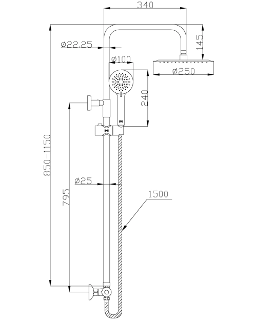 Zdjęcie: Deszczownia Imola Exe z baterią termostatyczną chrom INVENA