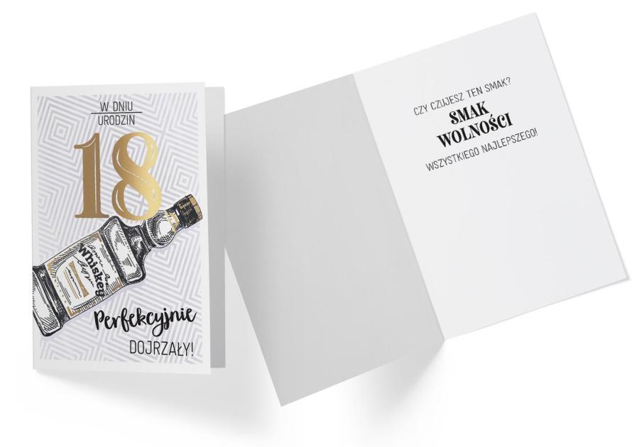 Zdjęcie: Karnet GS-023 Urodziny 18 - osiemnastka, cyfry, whiskey KUKARTKA