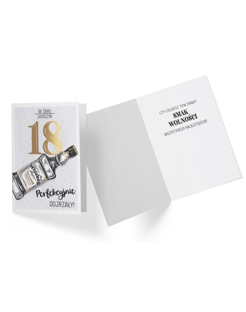Zdjęcie: Karnet GS-023 Urodziny 18 - osiemnastka, cyfry, whiskey KUKARTKA