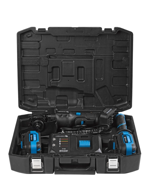 Zdjęcie: Szlifierka kątowa bezszczotkowa 125 mm z włącznikiem łopatkowym 18 V zestaw HOGERT TECHNIK