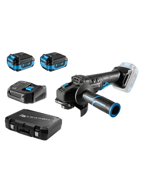 Zdjęcie: Szlifierka kątowa bezszczotkowa 125 mm z włącznikiem łopatkowym 18 V zestaw HOGERT TECHNIK