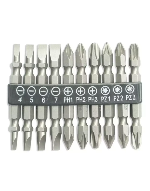 Zdjęcie: Zestaw bitów dwustronnych 65 mm SL4/5/6/7 PH 1/2/3 PZ 1/2/3 10 szt. DEDRA
