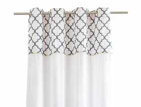 Firana z kantą welwetową z koniczyną biało-czarna+złota wszywka 140x270 cm CHIC HOME