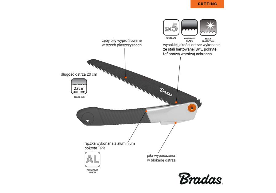 Zdjęcie: Piła składana V-Series-P Razor, teflon BRADAS