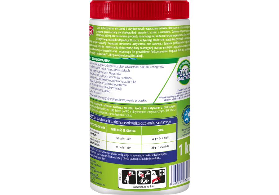 Zdjęcie: Aktywator do szamb i przydomowych oczyszczalni ścieków Bio 1 kg KRET