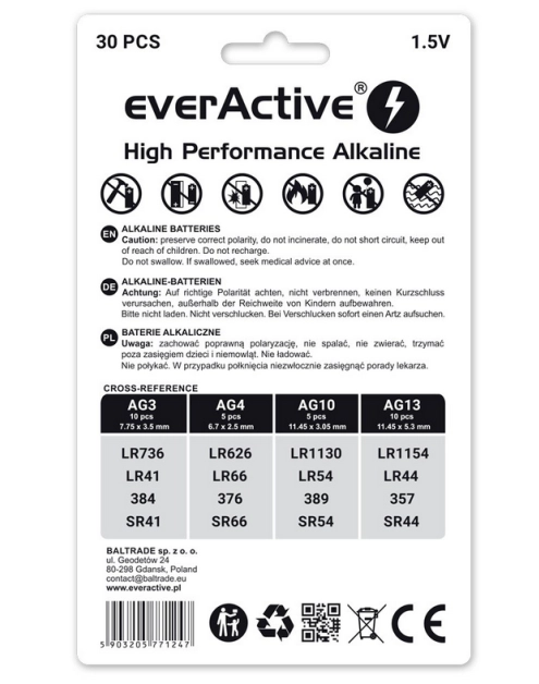 Zdjęcie: Baterie alkaliczne mini AG3, AG4, AG10, AG13 EVERACTIVE
