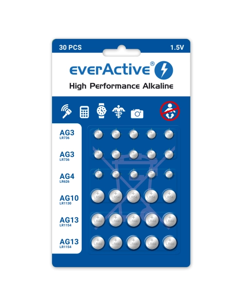 Zdjęcie: Baterie alkaliczne mini AG3, AG4, AG10, AG13 EVERACTIVE