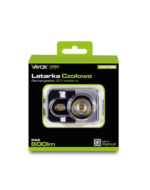 Zdjęcie: Latarka akumulatorowa czołowa 800lm SEOUL+ SMD Pro Series VA0196 VAYOX
