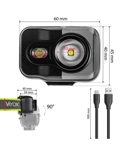 Zdjęcie: Latarka akumulatorowa czołowa 800lm SEOUL+ SMD Pro Series VA0196 VAYOX