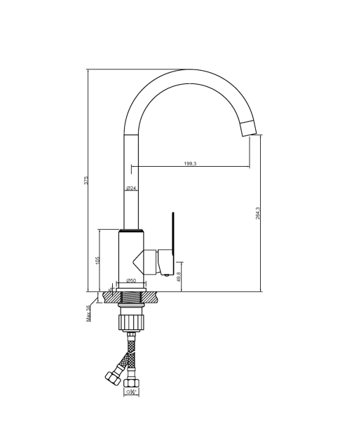 Zdjęcie: Bateria zlewozmywakowa Iron inox INVENA