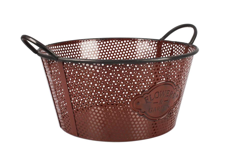 Zdjęcie: Koszyk z uchwytami metalowy okragły 35x35x17/21 cm brązowy TIN TOURS