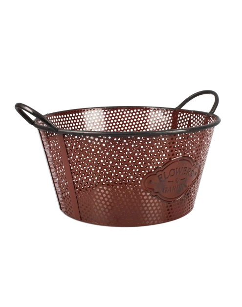 Zdjęcie: Koszyk z uchwytami metalowy okragły 35x35x17/21 cm brązowy TIN TOURS