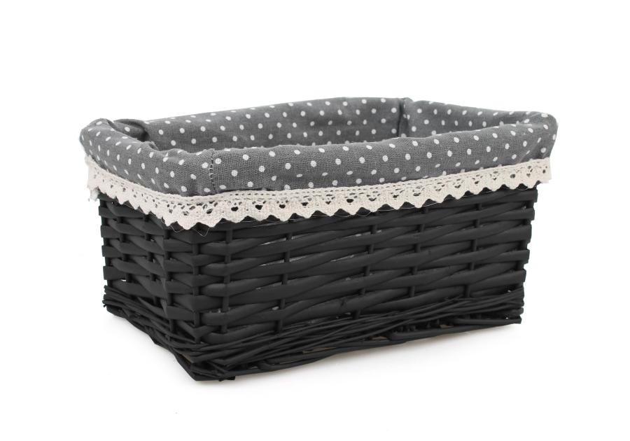 Zdjęcie: Szuflada wiklinowa z materiałem w kropki 29x20x14 cm czarna TIN TOURS