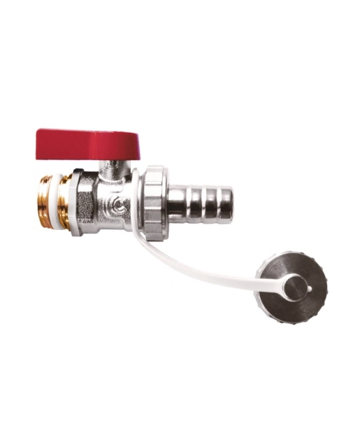 Zdjęcie: Zawór na zawieszce kulowy spustowy 1/2" z pierścieniem uszczelniającym i nakrętką kontrującą CALIDO