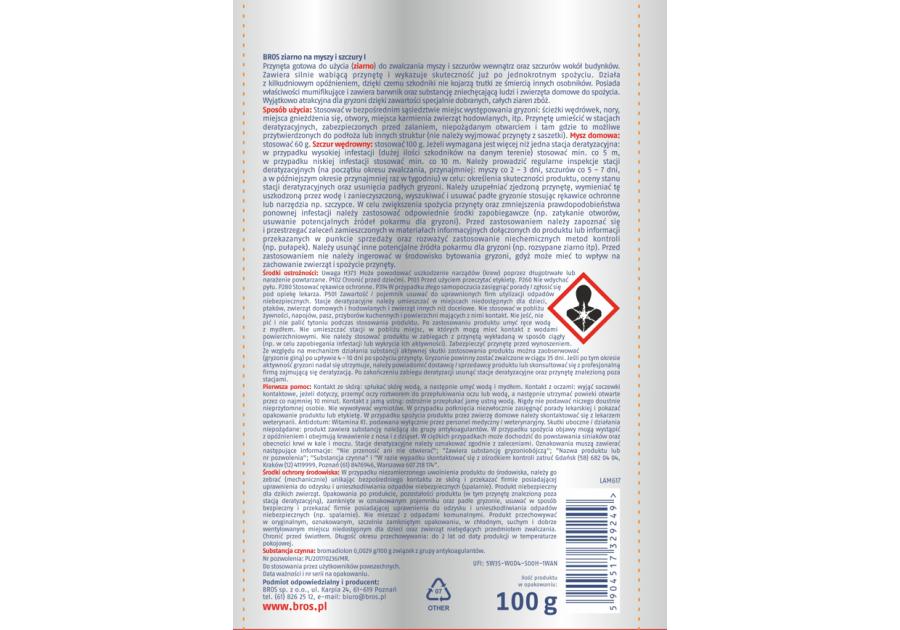 Zdjęcie: Ziarno na myszy i szczury 0,1 kg doypack BROS