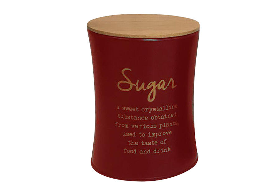 Zdjęcie: Puszka z pokrywą bambusową 11x11x15 cm czerwona dekoracja Sugar ALTOMDESIGN
