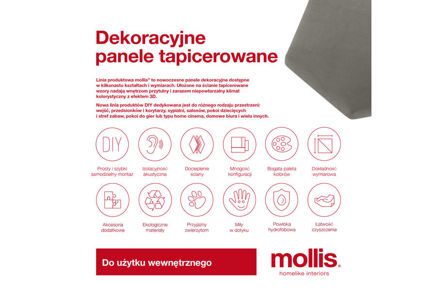 Zdjęcie: Panel tapiecerowany Mollis Hexago 17x17 cm ME27 STEGU