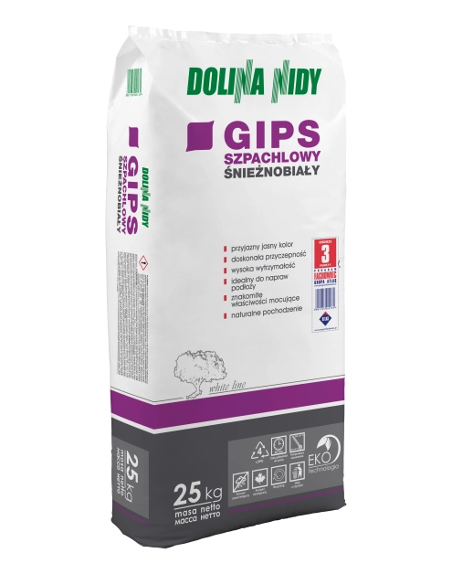 Zdjęcie: Gips szpachlowy śnieżnobiały 25 kg DOLINA NIDY